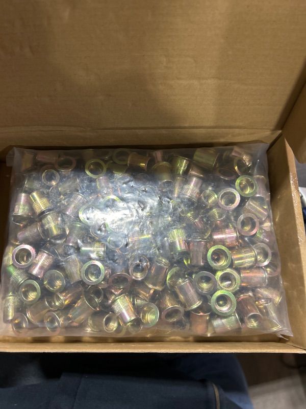Photo 1 of Therwen 300 Pcs Rivet Nuts Carbon Steel Rivet Nut Flat Head Rivet Nut Threaded Insert Nut for Automotive, Furniture, Decoration (3/8"-16) 300 3/8"-16