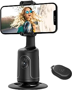 Photo 1 of Auto Face Tracking Tripod, 360° Rotation Body Phone Camera Mount Smart Shooting Holder with Remote Selfie Stick, No App, Gesture Control, for Vlog, Tiktok