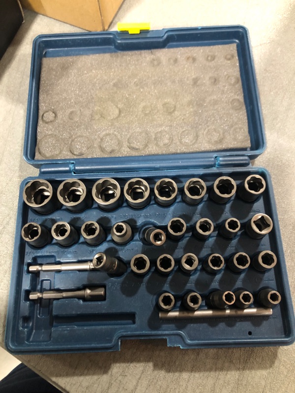 Photo 2 of MABLEVI 32PCS Bolt Extractor Set, Upgrade Impact Bolt & Nut Remover Set, Stripped Lug Nut Remover, Extraction Socket Set for Removing Damaged, Frozen, Rusted, Rounded-Off Bolts, Nuts & Screws