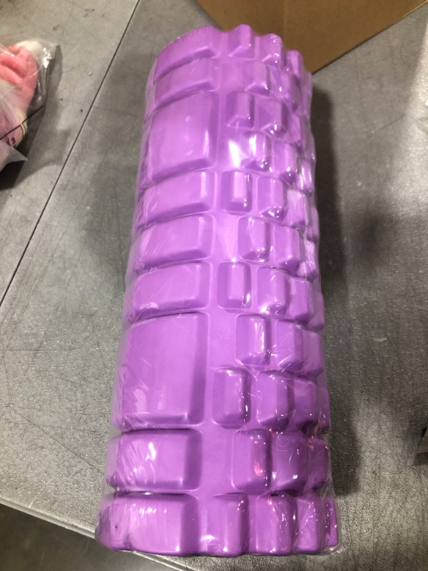 Photo 2 of 13" Purple Foam Roller - for Self Massage Exercise, Back Pain, Legs, Yoga, Relieve Muscles, Physical Therapy, Body Stretching, Deep Tissue - Medium Density
