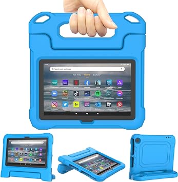 Photo 1 of Amazon Fire 7 Tablet Case for Kids(12th Generation, 2022 Release), Lainergie Lightweight Shockproof Kids Friendly Fire 7 Kids Tablet Cover with Handle Stand Incompatible iPad Samsung Lenove, Blue 