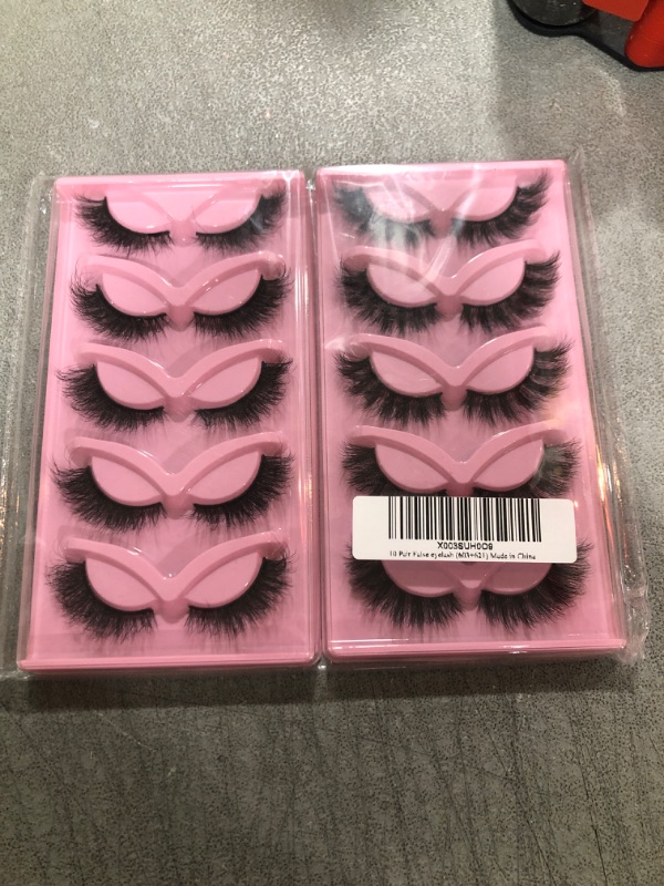 Photo 2 of 10Pair 3D False eyelash book Cat Eye Look Fluffy Wispy Soft Reusable Makeup Thick Fake Eyelashes(601+628) 