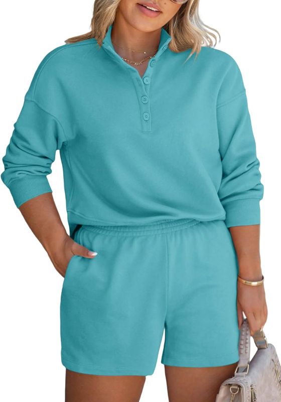 Photo 1 of Eytino Women Plus Size 2 Piece Outfits Sweatsuit Oversized Sweatshirt & Lounge Shorts Lounge Tracksuit Set 3X