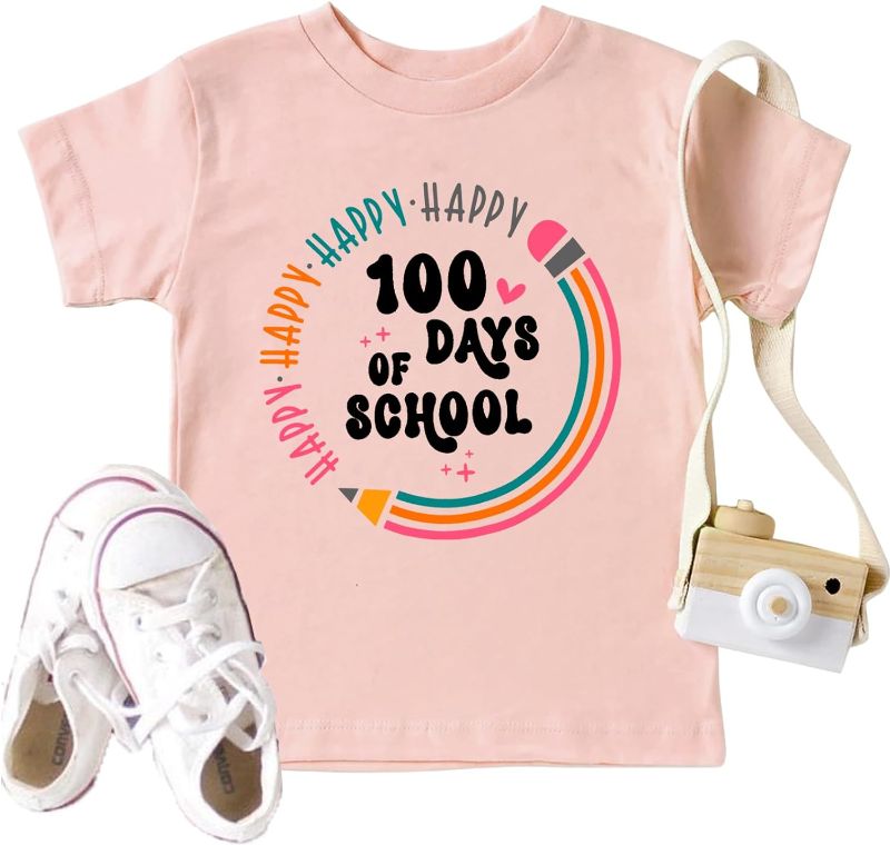 Photo 1 of CAZYCHILD 100th Days of School Shirt Toddler Girls Boys Happy 100 Days of School T-Shirt Baby Kids School Tee /3T