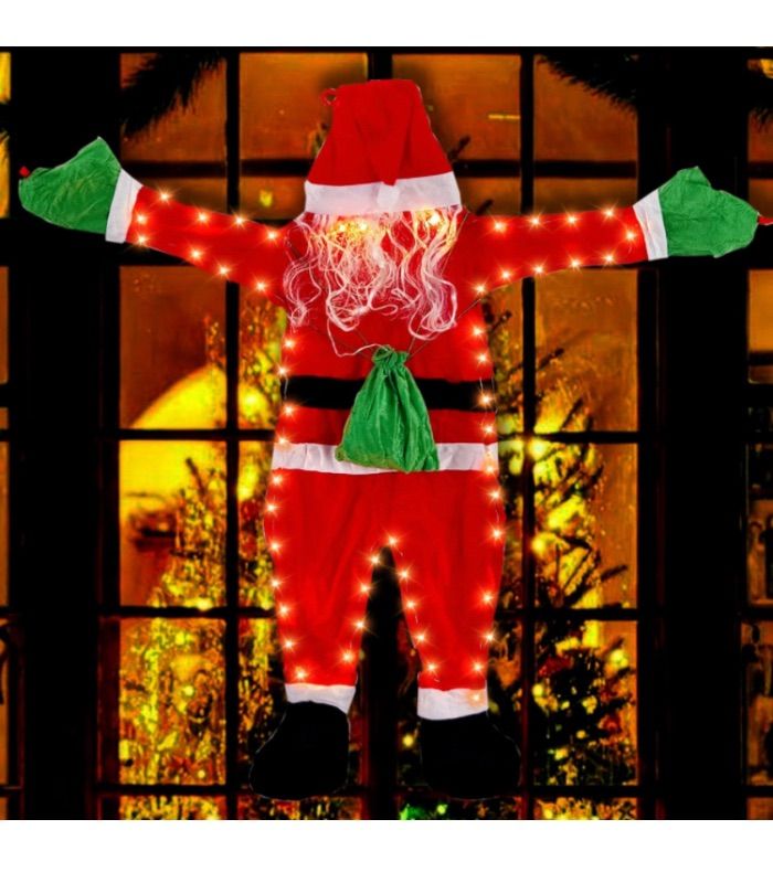 Photo 1 of 5.5FT Christmas Hanging Santa Claus,Hanging Santa Claus Outdoor Christmas Decorations,Light Up Christmas Ornaments Hanging Santa,Santa Hanging from Roof,Gutter,Window (5.5ft(170cm)