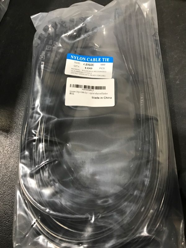 Photo 1 of 100pcs Cable Zip Ties Heavy Duty 24 Inch, Premium Plastic Wire Ties with 200 Pounds Tensile Strength, Self-Locking Black Nylon Tie Wraps for Indoor and Outdoor