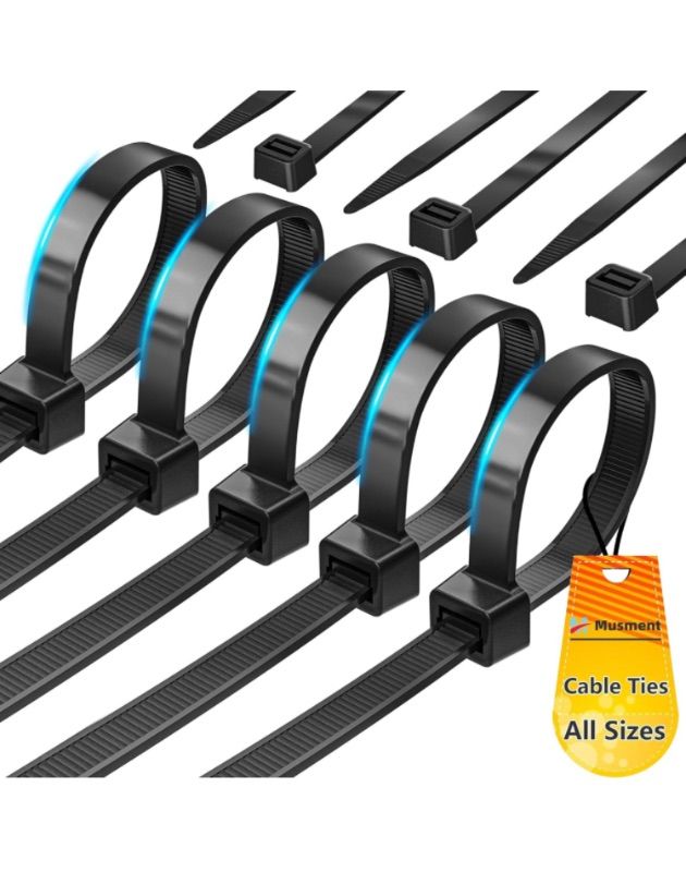 Photo 1 of 100pcs Cable Zip Ties Heavy Duty 24 Inch, Premium Plastic Wire Ties with 200 Pounds Tensile Strength, Self-Locking Black Nylon Tie Wraps for Indoor and Outdoor