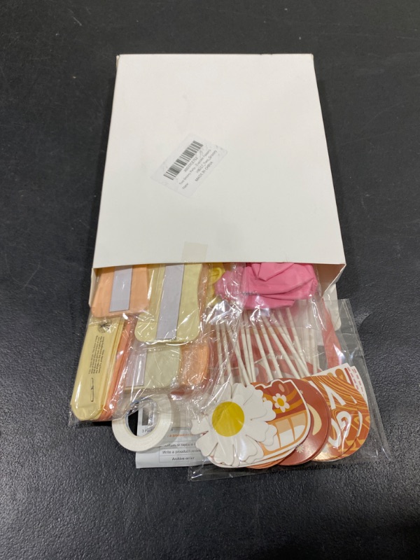 Photo 1 of Two Groovy Party Decorations, Hombae Boho Two Groovy Birthday Decorations, Two Groovy Banner Cake Topper Peace Sign Boho Flower Bohemian Paper Fans Hippies Bus Balloon Cupcake Toppers