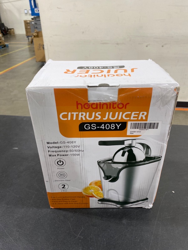 Photo 2 of 150W Electric Citrus Juicer Squeezer with 2 Cones, Healnitor Stainless Steel Quiet Orange Juice Extractor Machines for Lime Grapefruit Lemon, Detachable Design