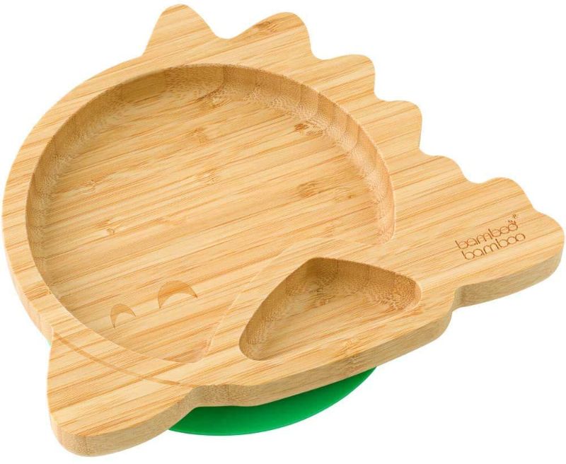 Photo 1 of Bamboo Baby Plate with Suction - Kids and Toddler Suction Cup Plate for Babies, Non-toxic All-Natural Bamboo Baby Food Plate Stays Cool to the Touch for Baby-Led Weaning