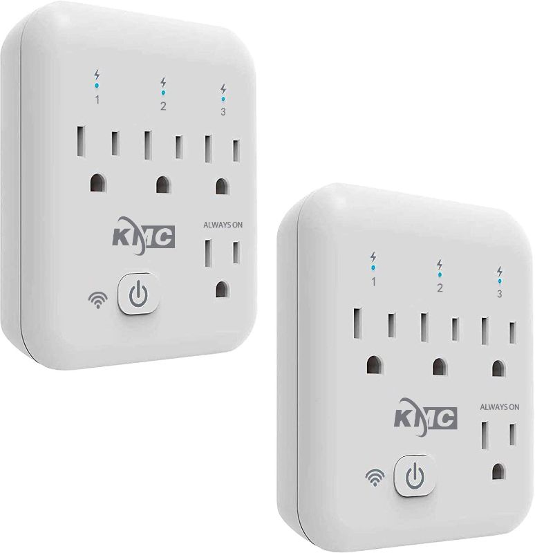 Photo 1 of KMC Smart Tap 2-Pack, 4-Outlet Smart Plug WiFi Outlet Wall Tap, Energy Monitoring, Works with Alexa and Google Home, Remote Control Your Devices from Anywhere, No Hub Required, ETL Certified, White
