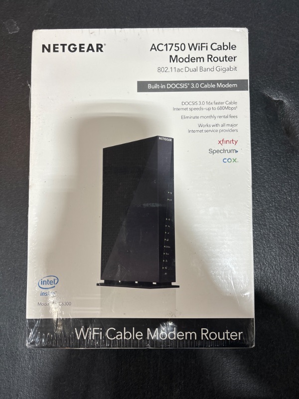 Photo 2 of NETGEAR Cable Modem WiFi Router Combo C6300 | Compatible with Providers Xfinity by Comcast, Spectrum, Cox | Plans Up to 400Mbps | AC1750 WiFi Speed | DOCSIS 3.0.