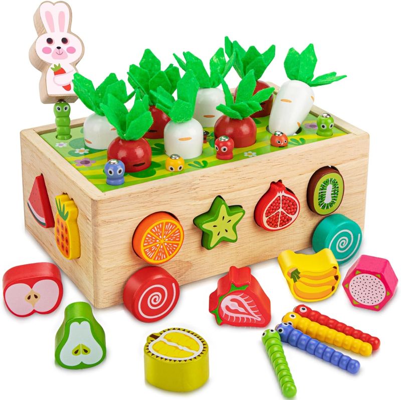 Photo 1 of Baby Montessori Toys for 1 2 3 4 Year Old, Wooden Toddler Shape Sorting Toys for Kids Age 3-4, Educational Farm Game Gift for Boys and Girls 1 2 3 4 Year Old
