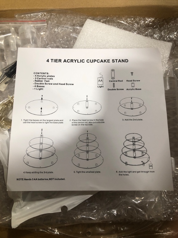 Photo 2 of 4 tier round acrylic cupcake stand with lighting