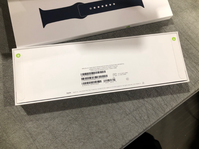 Photo 3 of Apple Watch Series 9 [GPS + Cellular 41mm] Smartwatch with Silver Stainless Steel Case with Storm Blue Sport Band S/M with AppleCare+ (2 Years) Silver Stainless Steel w Storm Blue Sport Band 41mm S/M - fits 130–180mm wrists With AppleCare+ (2 Years)