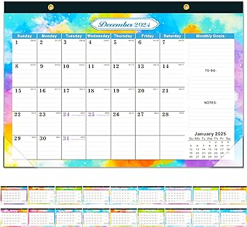 Photo 1 of 2024-2025 Desk Calendar 12" x 17" - Jan. 2024 - Jun. 2025, 18 Monthly Large Desk Calendar 2024-2025, 2024 Desk Calendar with Large Block & To-do List for Home Office Organizing (with 2 PCS Stickers) 