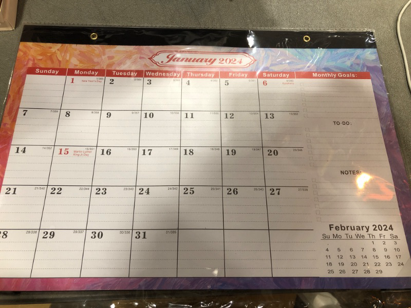 Photo 2 of 2024-2025 Desk Calendar 12" x 17" - Jan. 2024 - Jun. 2025, 18 Monthly Large Desk Calendar 2024-2025, 2024 Desk Calendar with Large Block & To-do List for Home Office Organizing (with 2 PCS Stickers) 