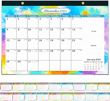 Photo 1 of 2024-2025 Desk Calendar 12" x 17" - Jan. 2024 - Jun. 2025, 18 Monthly Large Desk Calendar 2024-2025, 2024 Desk Calendar with Large Block & To-do List for Home Office Organizing (with 2 PCS Stickers)
