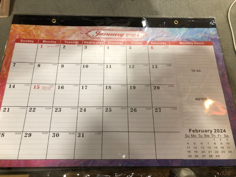 Photo 2 of 2024-2025 Desk Calendar 12" x 17" - Jan. 2024 - Jun. 2025, 18 Monthly Large Desk Calendar 2024-2025, 2024 Desk Calendar with Large Block & To-do List for Home Office Organizing (with 2 PCS Stickers)
