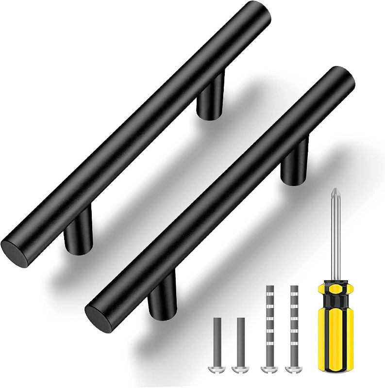 Photo 1 of 15 Pack Cabinet Pulls Kitchen Drawer Handles of Matte Black - Stainless Steel, 5" Length (3" Hole Center) Cabinet Hardware