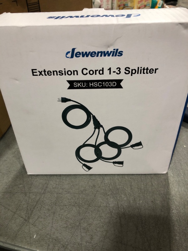 Photo 2 of DEWENWILS Outdoor Extension Cord 1 to 3 Splitter, Total 52FT, 13A 125V 1625W 16/3C SJTW Extension Cord Outdoor, Heavy Duty Extension Cord for Christmas/Holiday Light, Outdoor Light, ETL Listed (Black) 