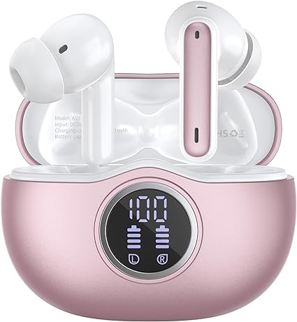 Photo 1 of HKERR Wireless Earbuds, 50Hrs Playtime Bluetooth Earbuds Built in Noise Cancellation Mic with Charging Case, Bluetooth Headphones with Stereo Sound, IPX7 Waterproof Ear Buds for iPhone and Android
