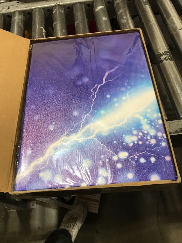Photo 2 of 3 Panel Blue Lightning Basketball Camvas Wall Art Paintings for Boys Room Decals