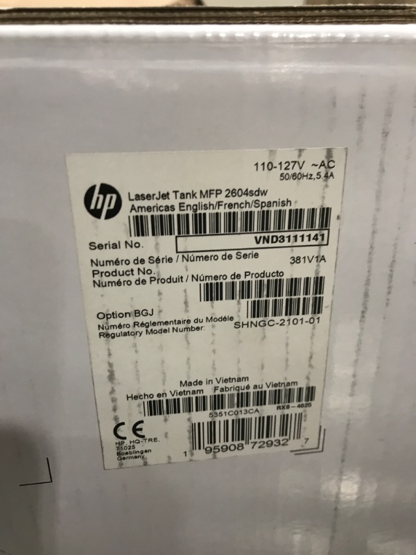 Photo 2 of HP LaserJet-Tank MFP 2604sdw Wireless Black & White Printer Prefilled With Up to 2 Years of Original HP-Toner (381V1A) New version