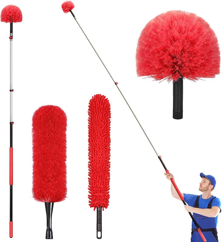 Photo 1 of  High Ceiling Duster with Telescopic Pole // Cobweb Microfiber Duster // Outdoor & Indoor Extendable Duster Cleaning Kit
