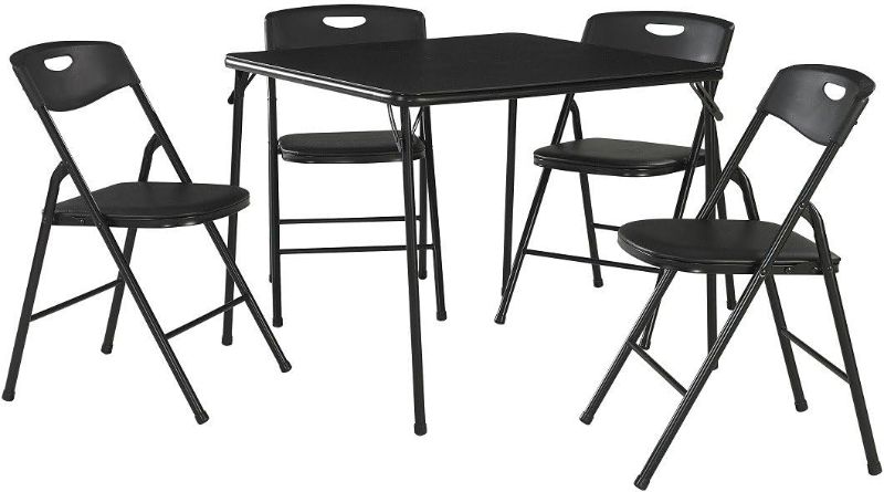 Photo 1 of 5-Piece Folding Table and Chair Set, Black