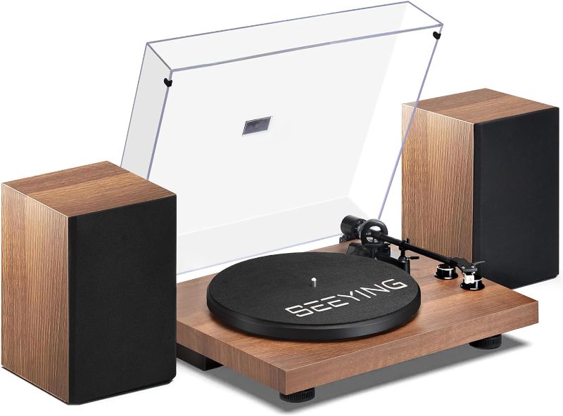 Photo 1 of Record Player Vinyl Bluetooth Turntable with 36 Watt Stereo Bookshelf Speakers, Hi-Fi System with Magnetic Cartridge, USB Recording and Auto Stop
