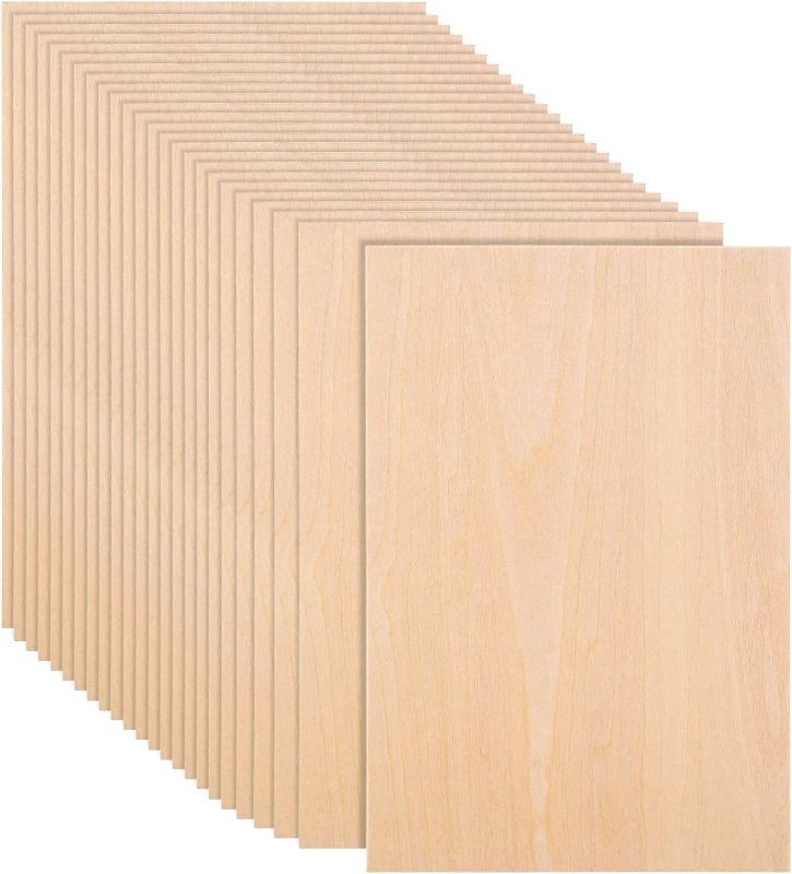 Photo 1 of 25 Pack 8 x 12 Inch Basswood Sheets, 1/16 Thin Craft Plywood Sheets, Thin & Unfinished Wood Boards for Crafts, Hobby, Model Making, Wood Burning 
