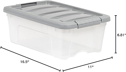 Photo 1 of Amazon Basics 12 Quart Stackable Plastic Storage Bins with Latching Lids