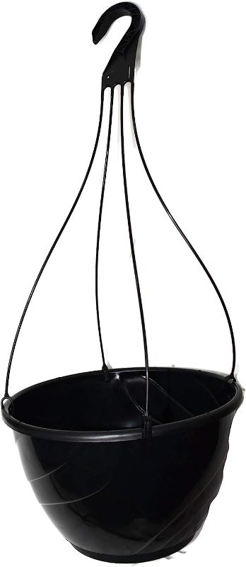 Photo 1 of 12" Diameter Black Plastic Deco Swirl Hanging Basket by Landmark Plastics (2)
