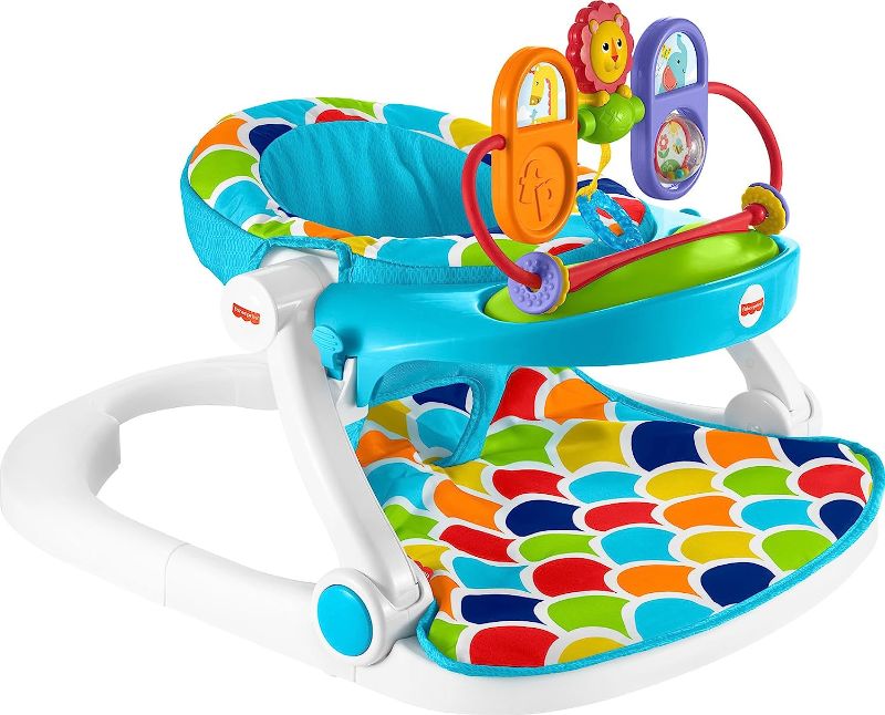 Photo 1 of Fisher-Price Portable Baby Chair, Deluxe Sit-Me-Up Floor Seat with Removable Toys and Snack Tray, Happy Hills