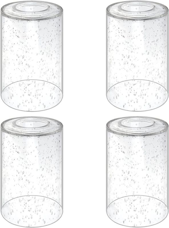 Photo 1 of 4 Pack Clear Seeded Glass Shade, YOUROKE Cylinder Clear Bubble Glass Shade 5.9in Height, 3.9in Diameter, 1.7in Fitter, High Transmittance Glass Lampshade Replacement for Pendant Light, Chandelier