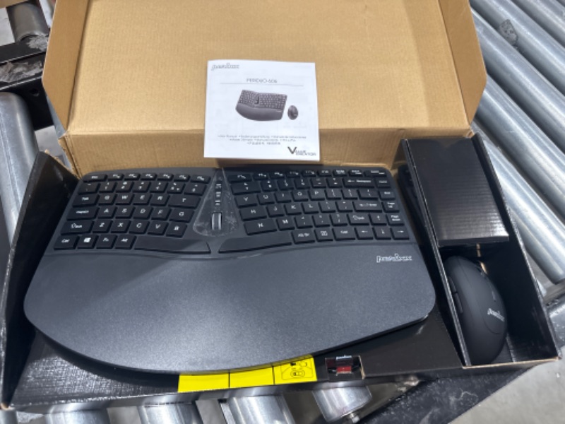 Photo 2 of Perixx PERIDUO-606 Wireless Mini Ergonomic Keyboard with Portable Vertical Mouse - Adjustable Palm Rest Stand - Membrane Low Profile Keys - US English Wireless 2-in-1 Combo