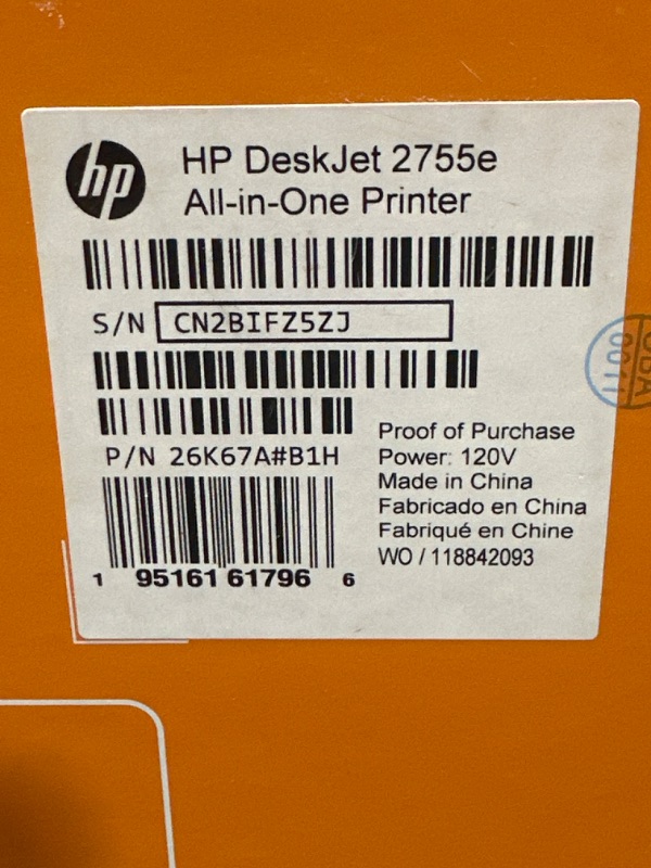 Photo 4 of STORE SEALED DeskJet 2755e Wireless Inkjet Printer with 6 months of Instant Ink Included with HP