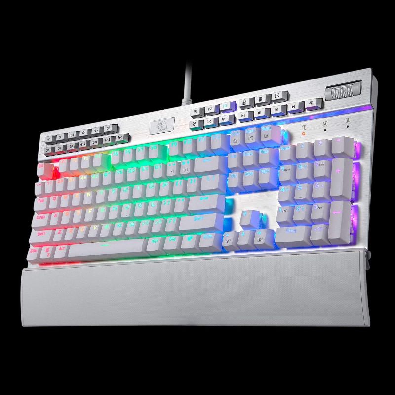 Photo 1 of Redragon K550 Mechanical Gaming Keyboard, RGB LED Backlit with Brown Switches, Macro Recording, Wrist Rest, Volume Control, Full Size, Yama, USB Passthrough for Windows PC Gamer (White)
