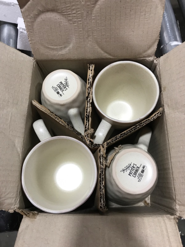 Photo 1 of Potter's Corner by Maison Neuve 16-Piece Dinnerware Set Service for 4 - Hand Crafted Bowls and Plates Set w/ Mugs, Stoneware Dinnerware Set, Microwave & Dishwasher Safe Plate Set - Oxford White