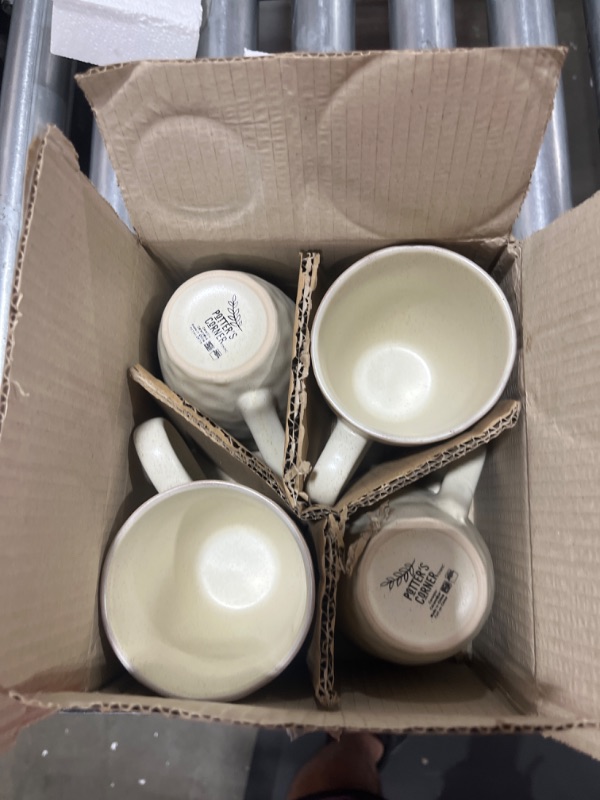 Photo 1 of Potter's Corner by Maison Neuve 16-Piece Dinnerware Set Service for 4 - Hand Crafted Bowls and Plates Set w/ Mugs, Stoneware Dinnerware Set, Microwave & Dishwasher Safe Plate Set - Oxford White