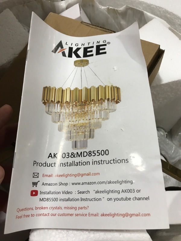 Photo 2 of Akeelighting Gold Chandeliers Lighting Modern Crystal Chandelier 6 Light Contemporary Girls Bedroom Dining Room Ceiling Hanging Pendant Chandelier Lighting Fixture D17.7 Gold 17.7"