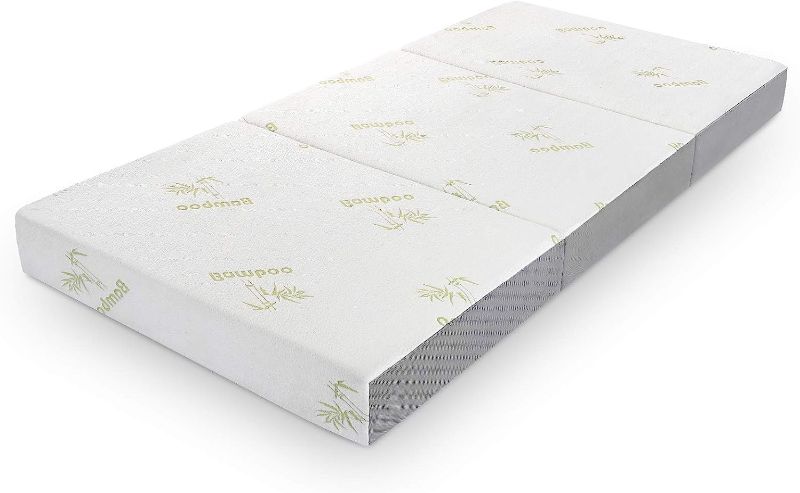 Photo 1 of  Folding Mattress, Memory Foam Tri-fold Mattress with Ultra Soft Bamboo Cover