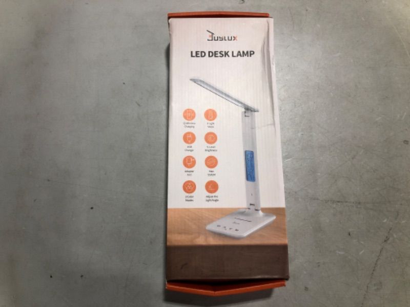 Photo 3 of LED Desk Lamp Dimmable Daylight Lamp Touch Eye Caring Plug-in USB Charge with Calendar Temperature Alarm Clock School Bedside Office Reading
