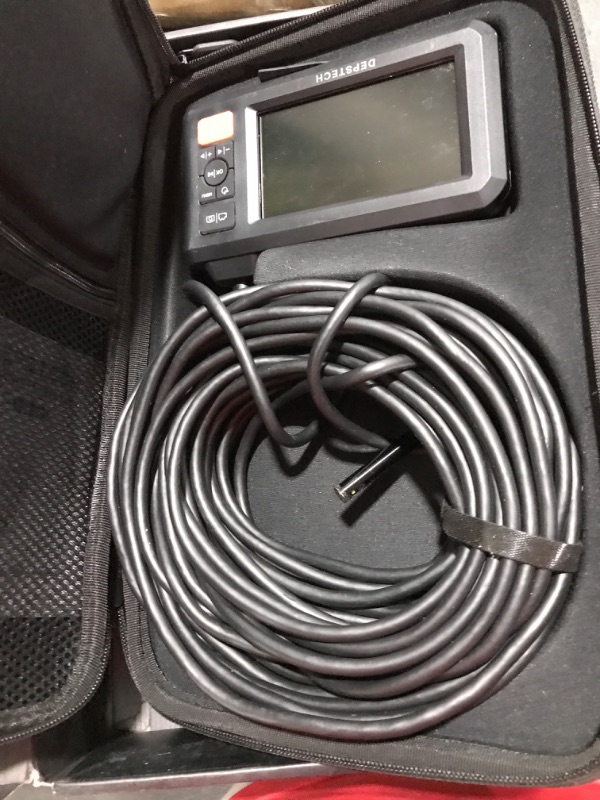 Photo 2 of Dual Lens Endoscope with 50FT Semi-Rigid Cable, DEPSTECH 1080P Industrial Borescope Inspection Camera with Split Screen, 7.9mm Sewer Camera with 4.3" Screen, IP67 Waterproof,7 LED Lights,Portable Case