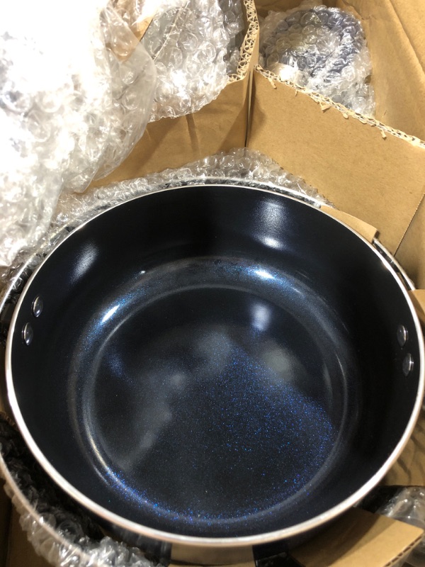 Photo 3 of 6 Pieces Pots and Pans Set,Aluminum Cookware Set, Nonstick Ceramic Coating, Fry Pan, Stockpot with Lid, Blue