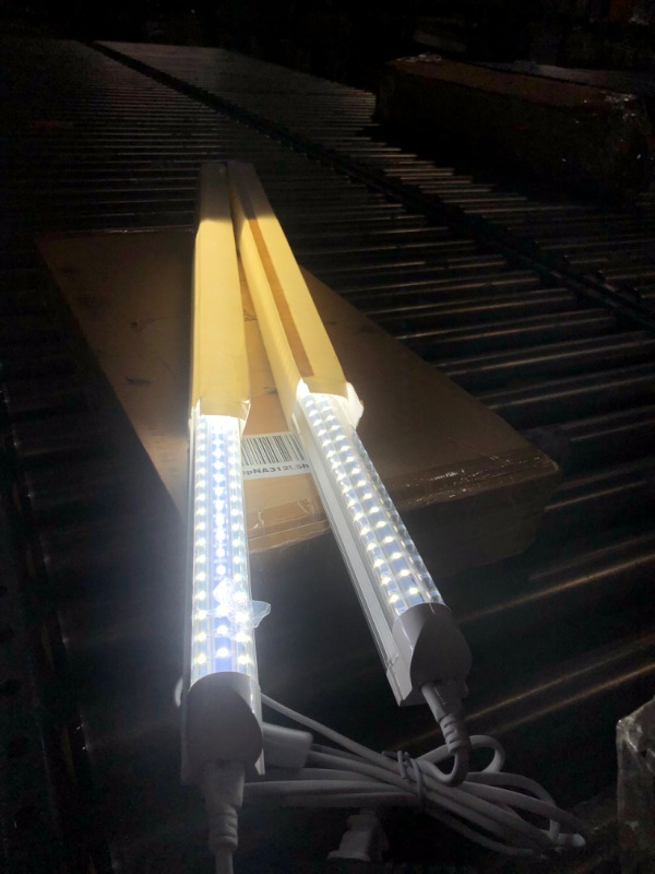 Photo 1 of 2FT LED Shop Light, 24W 2680LM 6000K Super Bright, T8 Integrated LED Light Fixture, D-Shaped, High Output, Linkable Ceiling and Utility Shop Lights for Room, Garage, Workbench, Warehouse (2 Pack) Cool White