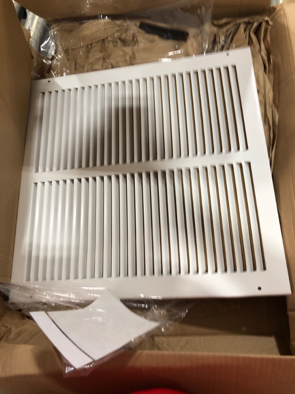 Photo 2 of 14"W x 14"H [Duct Opening Measurements] Steel Return Air Grille (HD Series) Vent Cover Grill for Sidewall and Ceiling, White | Outer Dimensions: 15.75"W X 15.75"H for 14x14 Duct Opening Duct Opening Size: 14"x14"