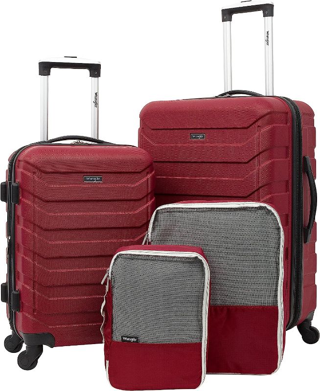 Photo 1 of Wrangler 4 Piece Luggage and Packing Cubes Set,Expandable, Red **ONLY SMALL SUITCASE AND PACKING CUBES**
