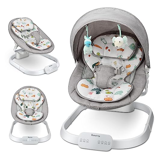 Photo 1 of Baby Swing and Bouncer 2 in 1, Babeelovly Baby Swings for Infants Portable Swing with Cannoy and 10 Preset Music Wireless, Automatic Infant Swing Outdoor Indoor with Remote Control, Multicolored
